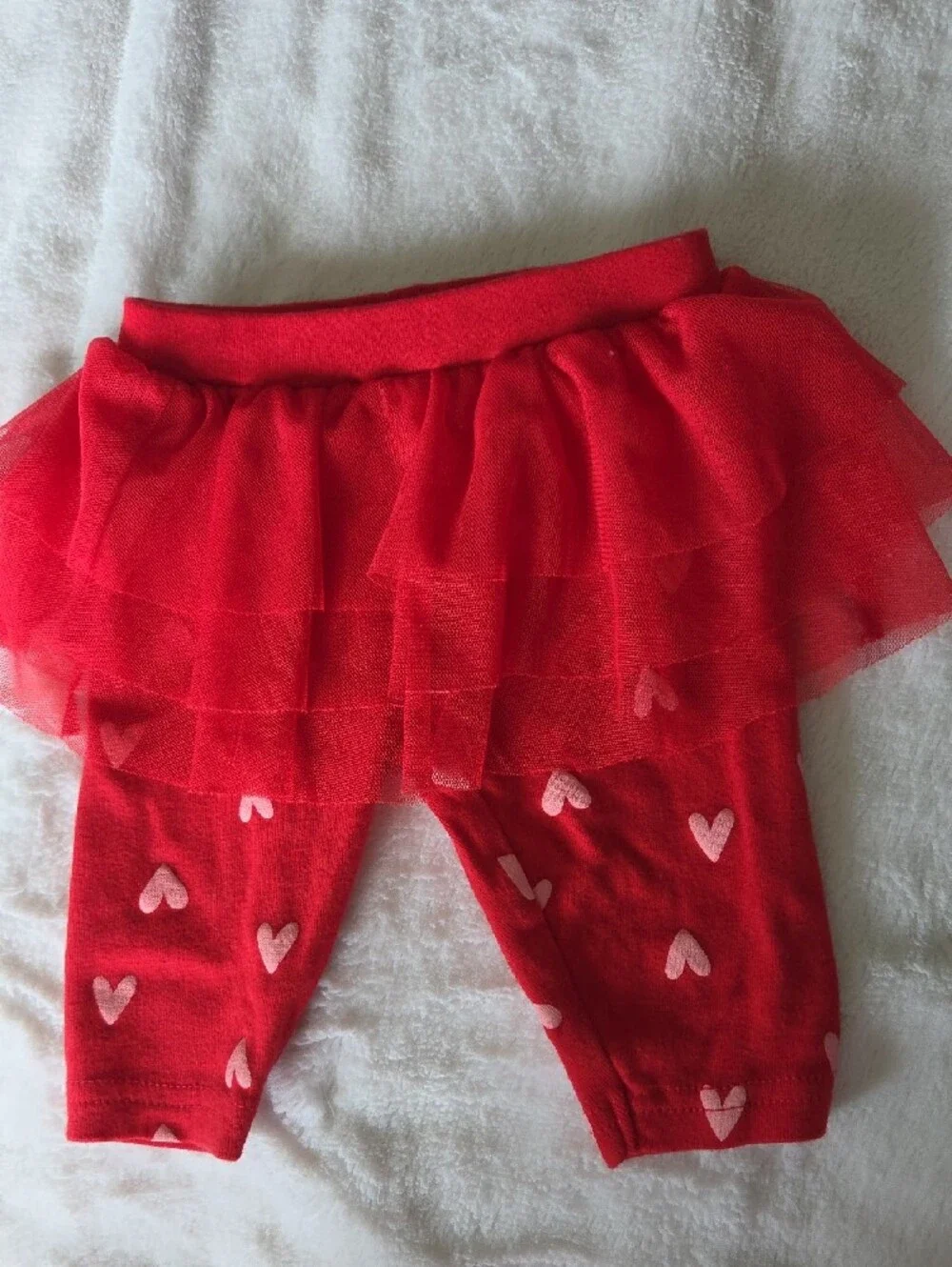 Carters Bundle:Red Reindeer Baby Footed Pajamas & Tulle Heart Leggings Set.